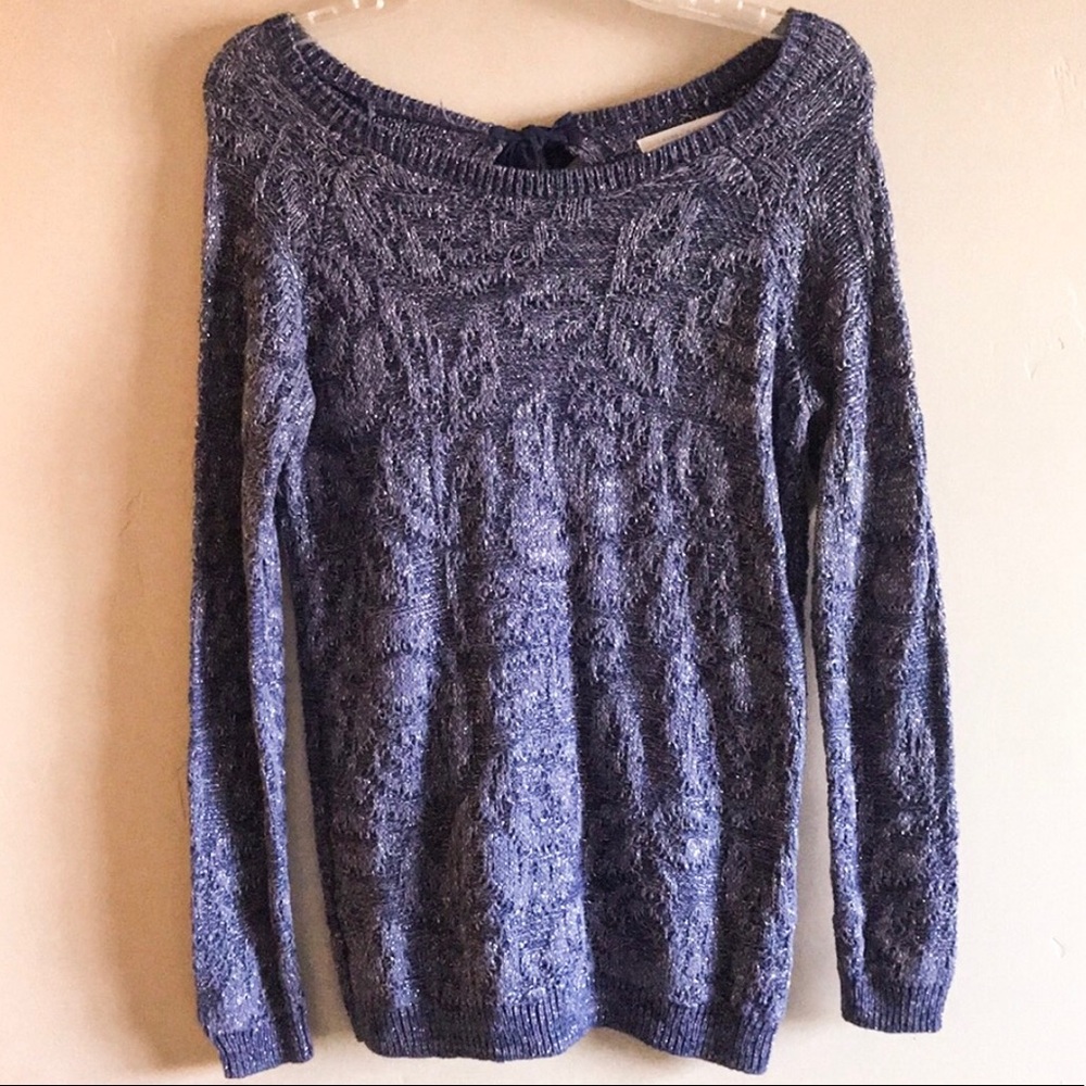 Kohls LC NEVER WORN Sparkle Dark Blue Sweater w/ Bow